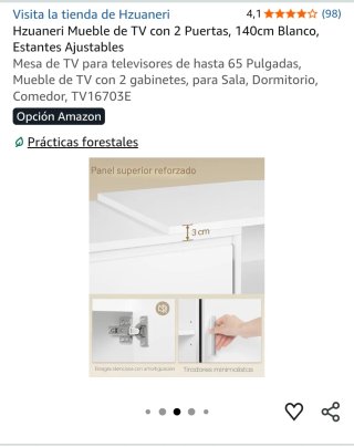 Mueble TV Hzuaneri Blanco 140cm
