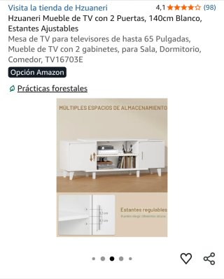 Mueble TV Hzuaneri Blanco 140cm