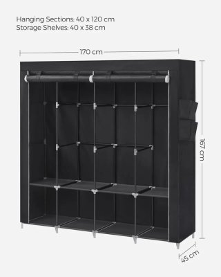 SONGMICS Armadio in Tela, 2 Aste per Abiti
