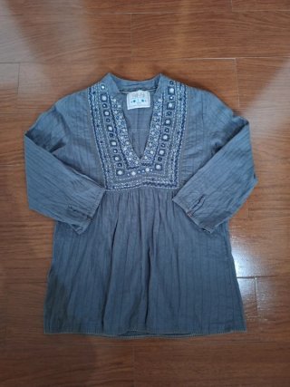Blusa Boho Bershka Gris Talla L