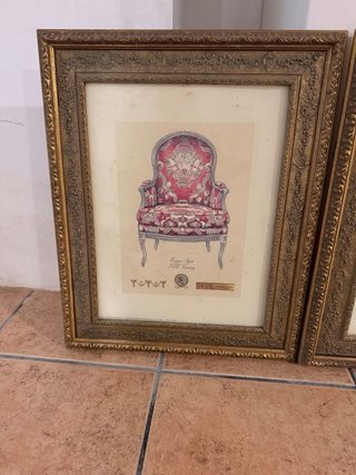 Set de 4 cuadros de sillas antiguas