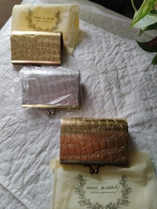 3 Monederos Cocodrilo Dorado y Plateado