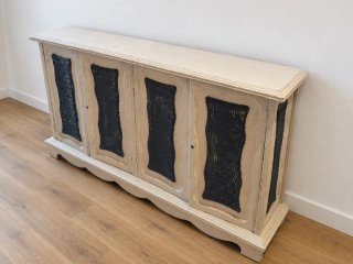 Mueble Aparador Vitrina Madera Blanco Azul