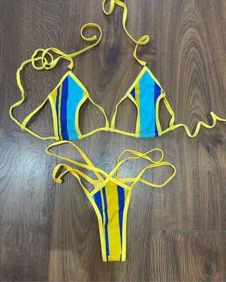 Bikini Rayas Azul y Amarillo