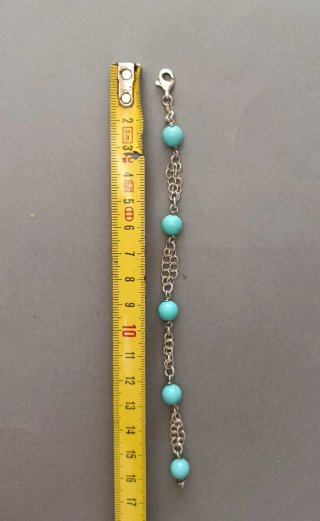 Pulsera de Plata y bolas color  Turquesas
