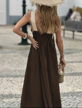 Vestido Shein Marrón y Beige Talla L