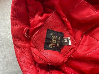 Cazadora Piel Autentica Roja Mujer