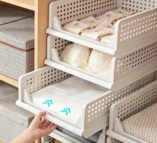 4 Estanterías Organizadora Apilable Plástico Blanc