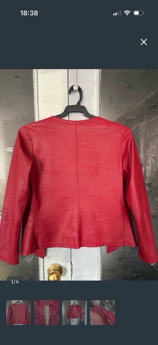 Chaqueta Corta de Cuero Sintético Roja