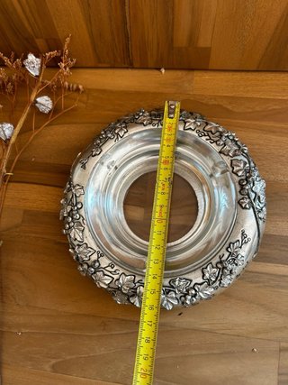Cenicero de cristal y metal plateado