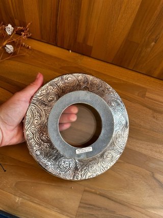 Cenicero de cristal y metal plateado
