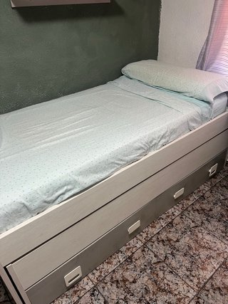 Dormitorio juvenil  con cama nido blanco y gris!!