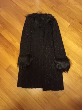 Cappotto L'Autre Chose nero con dettagli pelliccia