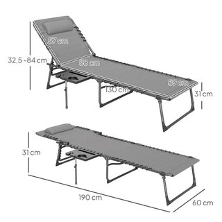Tumbona Plegable Ajustable con Bandeja y Bolsillo