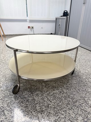 Mesa baja redonda cristal y metal
