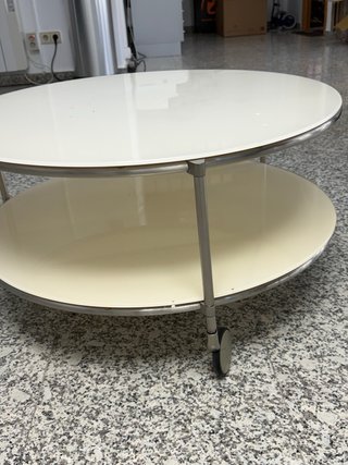 Mesa baja redonda cristal y metal