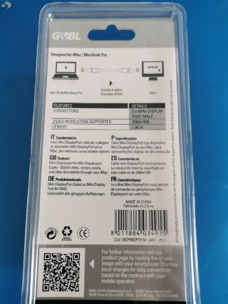 Cable G&BL Mini DisplayPort M/M 1.5m