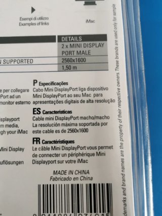 Cable G&BL Mini DisplayPort M/M 1.5m