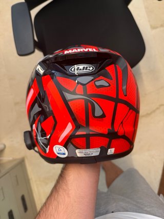 Casco integral moto rojo y negro