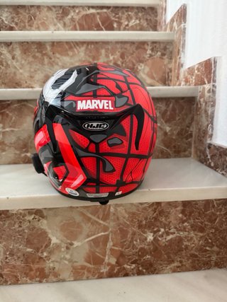 Casco integral moto rojo y negro