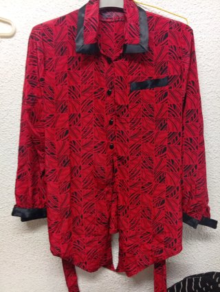 Blusa Túnica Vintage Roja y Negra Talla L