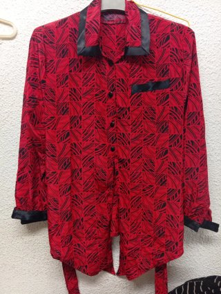 Blusa Túnica Vintage Roja y Negra Talla L