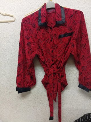 Blusa Túnica Vintage Roja y Negra Talla L