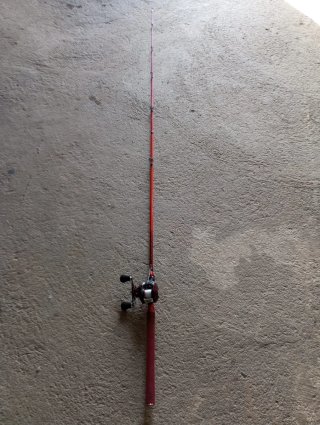 Caña de pescar casting roja