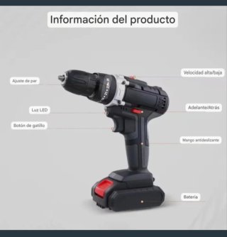 Taladro Atornillador Inalámbrico (2 Baterías)