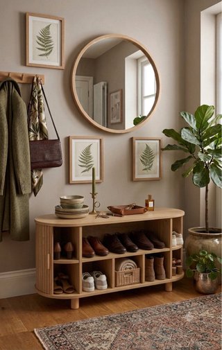 ¡A ESTRENAR! Mueble recibidor tapizado y madera