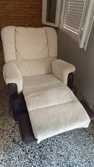 Sillón Reclinable Beige y Marrón eléctrico