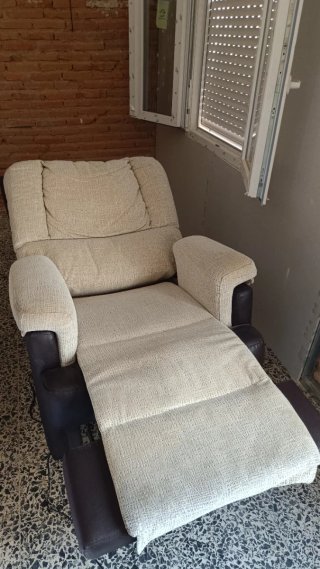 Sillón Reclinable Beige y Marrón eléctrico