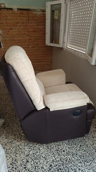 Sillón Reclinable Beige y Marrón eléctrico