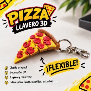 Llavero 3D de Pizza Flexible