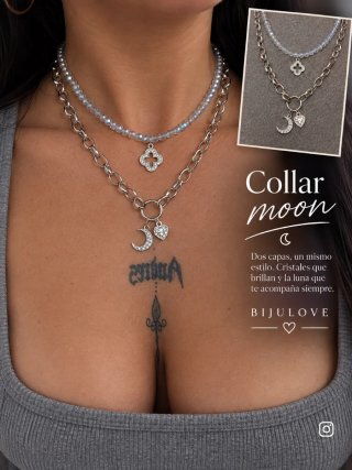 Collar moon plata cristales