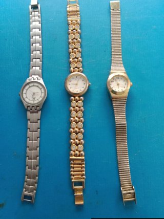 Lote 3 Relojes Mujer Oro y Plata
