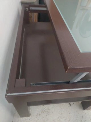 Mesa de centro elevable cristal y madera