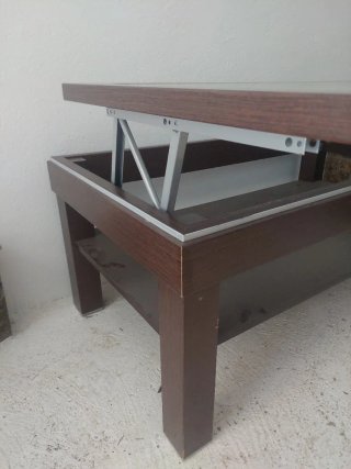Mesa de centro elevable cristal y madera
