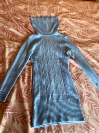Jersey vestido cuello alto azul