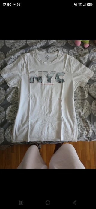 Camiseta Blanca Estampado NYC Talla S