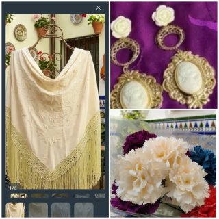 Lote flamenca beige y dorado