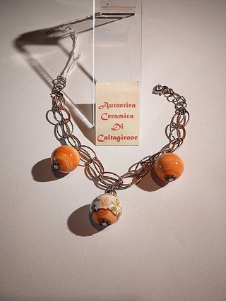 Bracciale in Ceramica di Caltagirone e Acciaio