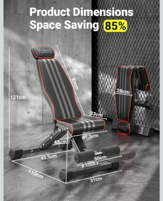 Banco de Musculación Plegable Yoleo hasta 375kg
