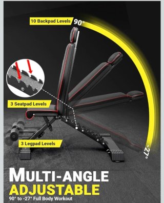 Banco de Musculación Plegable Yoleo hasta 375kg