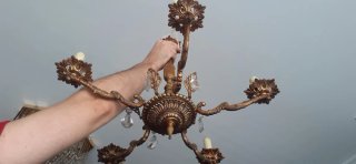 Lámpara de techo bronce con cristales