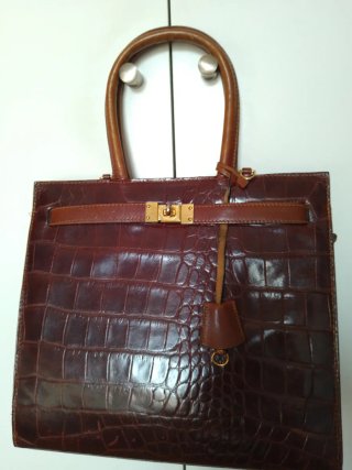 Bolso piel marrón estilo Kelly
