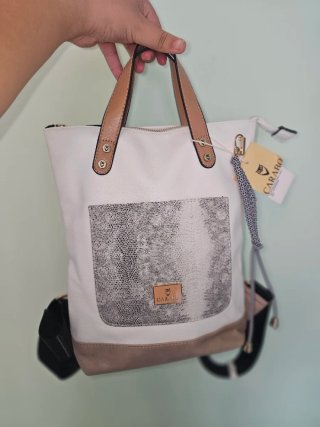 Bolso Carabo blanco y beige