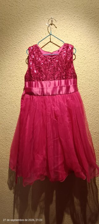 Vestido fiesta lentejuelas rosa
