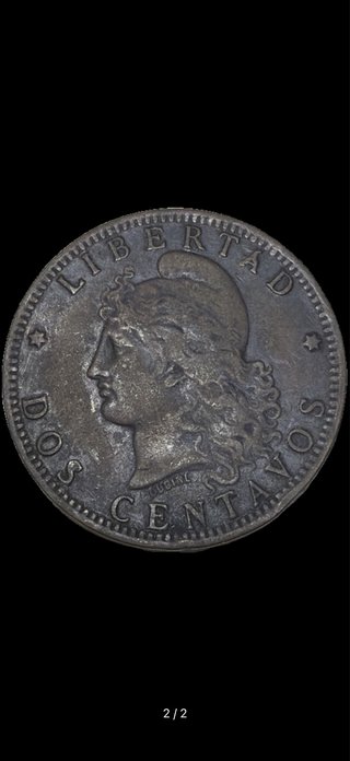 Moneda Argentina 2 Centavos 1890