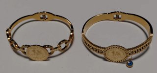 Set de 9 Brazaletes Rígidos de Acero Dorado